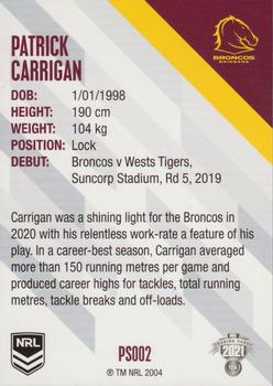2021 NRL Traders - Pearl Specials #PS002 Patrick Carrigan Back